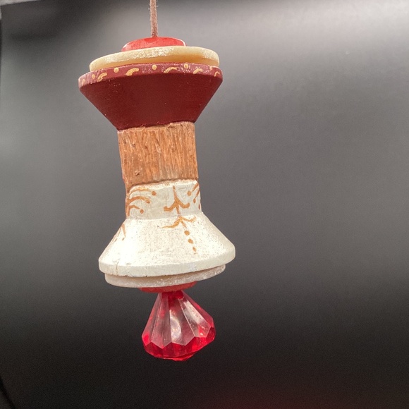 Vtg Hand Carved from Spool Father Christmas Santa Christmas Decoration - Picture 3 of 9